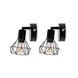 da LIGHT Wandleuchte Innen Schwarz 2 Stück, E14 Wandlampe Vintage,...