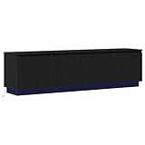 vidaXL Moderner schwarzer Eichen-TV-Schrank mit LED-Beleuchtung | Zwei...