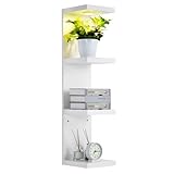 LinTimes LED Wandregal mit Fernbedienung, 4 Ebenen Modernes, weißes,...