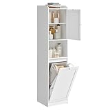 VASAGLE Badezimmerschrank mit Wäschekorb, hoher Badschrank,...