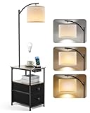 Stehlampe mit Tisch und 2 Schubladen, Nachttischlampe mit USB & Typ-C...