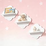 harupink Bücherregal Kinder, 3er Set Wandregal Wolken Kinderzimmer...