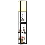 HOMCOM Stehlampe, Stehleuchte mit 3 Fächern, E27 Sockel, Standlampe...