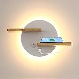 HKLY Wandlampe kinderzimmer mit Schalter, Wandleuchte Holz Innen LED...