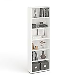 KOMTO Regal 60 cm breit Weiß - Bücherregal mit 6 Ebenen und...