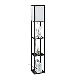 Relaxdays Stehlampe mit Regal, HBT: 161 x 26 x 26 cm, E27-Fassung,...