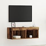 IBUQDDV TV-Wandschrank mit LED-Leuchten Altholz 80x30x30 cm Rustikaler...