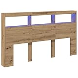 vidaXL LED-Kopfteil mit Ablagen Artisan-Eiche 180x17x102 cm,...