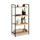 Relaxdays Regal Bambus, universales Standregal, Bad und Küche, 4...