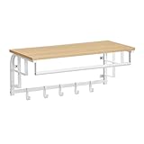 VASAGLE Wandgarderobe mit Ablage, Wandregal, mit 5 abnehmbaren Haken,...