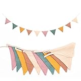 Wimpelkette Kinderzimmer,Musselin Baumwolle Stoff Wimpelkette,Girlande...
