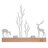 UNUS Weihnachtsdeko aus Metall, Aufsteller Hirsch-Silhouetten mit Wald...