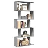 Qnhdfrt Raumteiler Bücherregal 5 Etagen Grau Sonoma Schmal Hoch Regal...