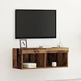 SKTQYQO Rustikaler TV-Schrank aus recyceltem Massivholz mit blauer...