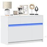 KLYEON TV-Schrank mit LED-Beleuchtung Weiß TVUntersetzer Regalsystem...