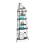 Relaxdays Blumenregal Metall, 4-stufiges Pflanzenregal, innen &...