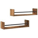 vidaXL Wandregal Wandmontiert 2 pcs Altholz 60 x 16 x 14 cm,...