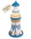 Out of the blue Holz Leuchtturm mit LED - Maritime Deko aus Holz für...
