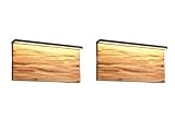 meineWunschleuchte 2er Set flache Wandleuchten aus Naturholz...
