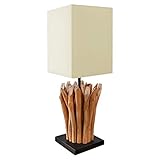 Design Treibholz Tischleuchte EUPHORIA natur mit weißem Schirm...