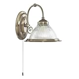 Wandleuchter 1-flammig im American Diner-Stil, Messing-Antik-Optik,...