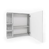 Vicco Bad Spiegelschrank Fynn, Badezimmerspiegel, Beton/Weiß, 80 x 64...