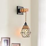 minifair Rattan-Wandleuchte, Wandlampe mit 1,6 m Kabel,...