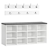 HOOBRO Garderobe Schuhregal Set, Schuhbank mit 12 Fächern, Schuhregal...