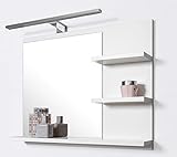 Badspiegel mit Ablagen Weiß mit LED Beleuchtung Badezimmer Spiegel...
