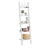 SoBuy FRG17-W Leiterregal mit 5 Ebenen Standregal Bücherregal...