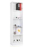 ADGO Schmales Bücherregal Weiß mit Trennwänden, 40 x 30 x 182 cm,...