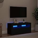 YUOTYRKTEJRSG TV-Schrank mit LED-Beleuchtung Schwarz 90x35x40 cm...