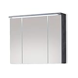POOL Spiegelschrank Bad mit LED-Beleuchtung in Beton-Optik, Weiß -...