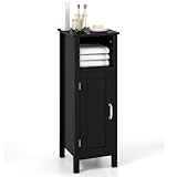 COSTWAY Badezimmerschrank, Badschrank mit offenem Fach, Schranktür &...