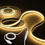 Aclorol USB 5V COB LED Strip 1M warmweiß 3000K Dimmbar TV LED...
