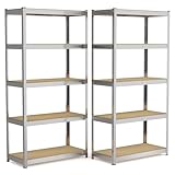Steckregal Metall 180x90x40 cm – 2er Set Schwerlastregal mit 5...
