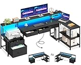 Coleshome Schreibtisch L Form mit Schubladen, 195x100cm Gaming Tisch...