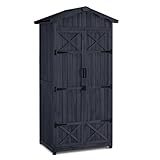 M MCombo Gartenschrank Gartenhaus Holz Wetterfest, Outdoor Wasserdicht...