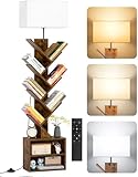 OUTONLIFE Bücherregal Baumform Holz mit Licht, Standregal 9 Ebenen...