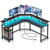 Rolanstar Schreibtisch L Form mit RGB-LED & Steckdosen, 135 cm...