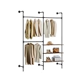 SoBuy wandmontierter Kleiderständer, festes Rohr-Kleiderregal mit 3...