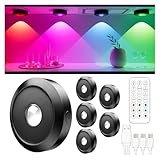 ERSDGG 6 Stück Zum Mini Spot LED Puck Light - 1500mAh Akku, 12 Farben...