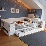 Cayipng Holzbett, Kinderbett, Bettkasten 140 x 200 cm, Schlafsofa,...