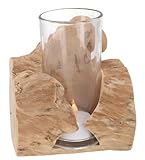 GURU SHOP Wandvase, Kerzenleuchter aus Wurzelholz mit Glase - Model 2,...