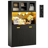 IRONCK Hocher Küchenschrank mit LED Beleuchtung Steckdose USB...