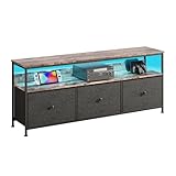 Yolasoly TV Schrank,TV Board mit LED-Beleuchtung,Fernsehschrank mit 3...