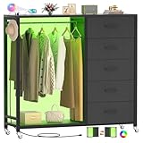 iSunirm Kommode mit Kleiderstange, 5-Schubladen Kommode mit...