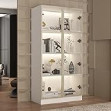 Caldion Vitrinenschrank mit Glastüren und Beleuchtung, Glasvitrine...
