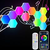 LED Sechseck Gaming Wandleuchte, 12PCS Hexagon RGB LED Panel, Sechseck...