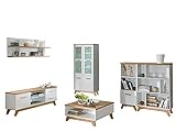 Mirjan24 Wohnzimmer Komplett Sven V, Vitrine, TV-Lowboard, Zwei Regal,...